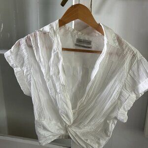 Urban Outfitters S/P White Crop Shirt Short Sleeve